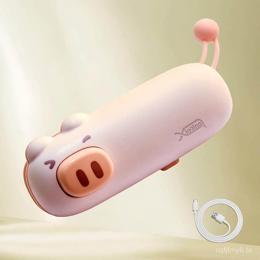 Mini Selador de Sacos, Selador de Sacos Recarregável USB-C, Selador Térmico em Forma de Porquinho Fofo, Puxe Suavemente