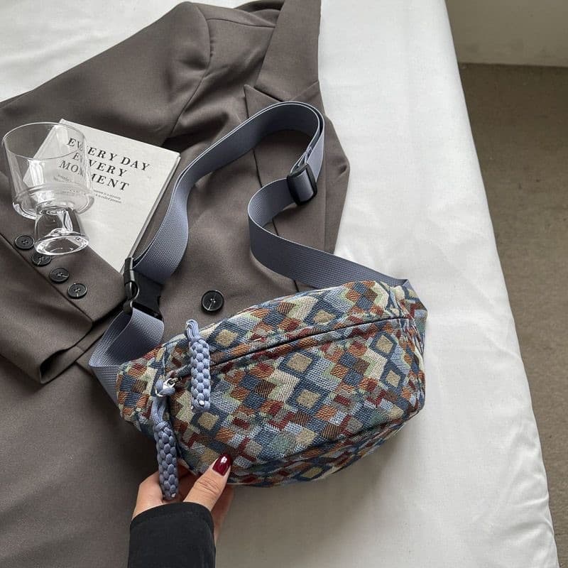 Bolsa de viagem, bolsa de cintura versátil e retrô, bolsa pequena com estampa floral, bolsa leve para uso diário e ativi