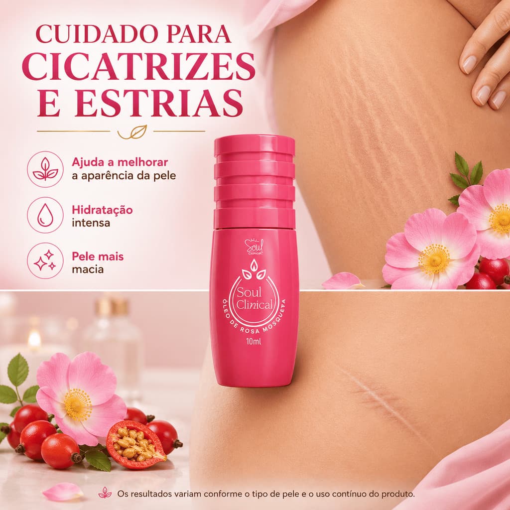 Óleo de Rosa Mosqueta 10 ml clareador para manchas e cicatrizes