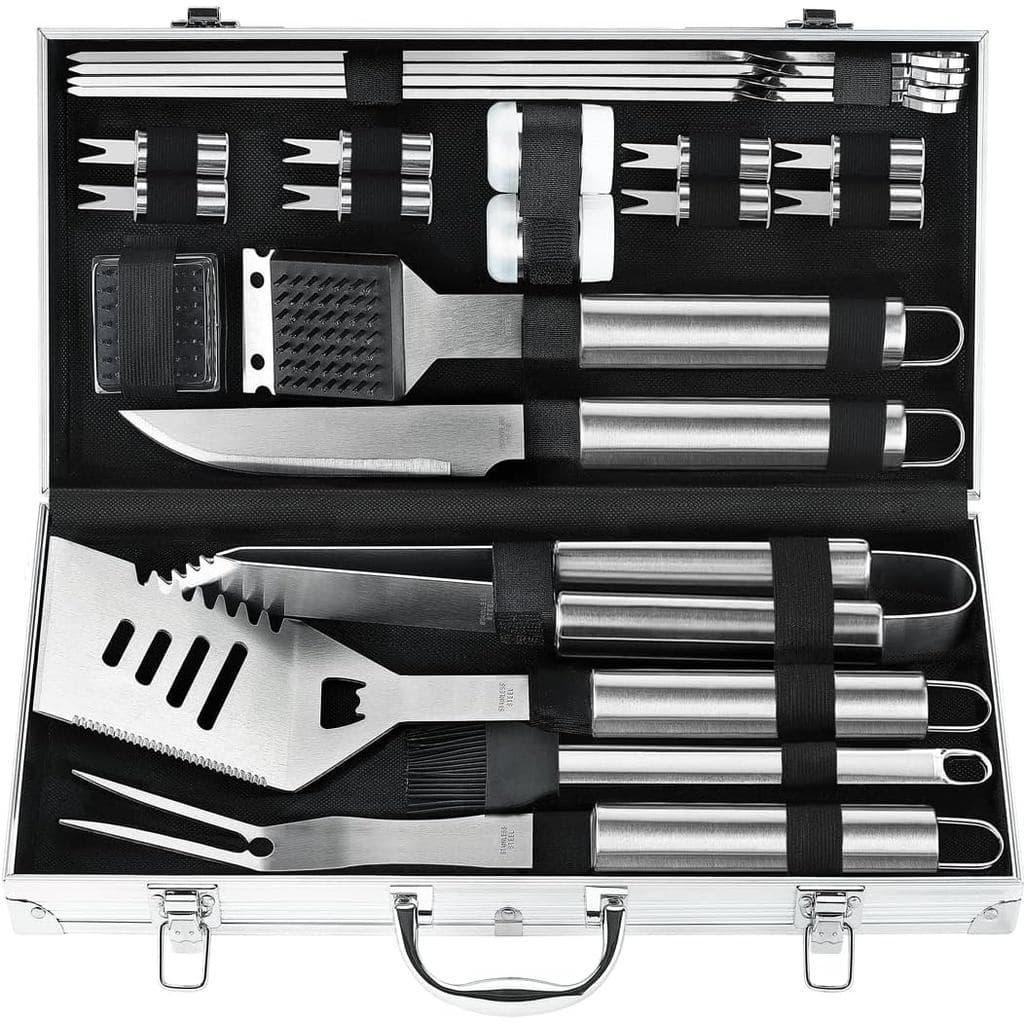 POLIGO Conjunto de 22 Peças de Acessórios para Churrasqueira, Ferramentas Antiderrapantes para Churrasco ao Ar Livre, Co