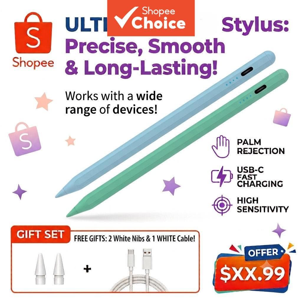 Caneta Stylus para todos os modelos do iPad 2018 com rejeição de palma, ponta fina sensível à pressão, recarregável,