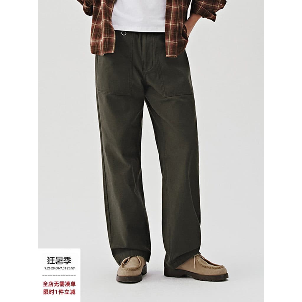 714street lavado calças casuais masculinas 2024 outono novo estilo solto calças retas macacão americano masculino