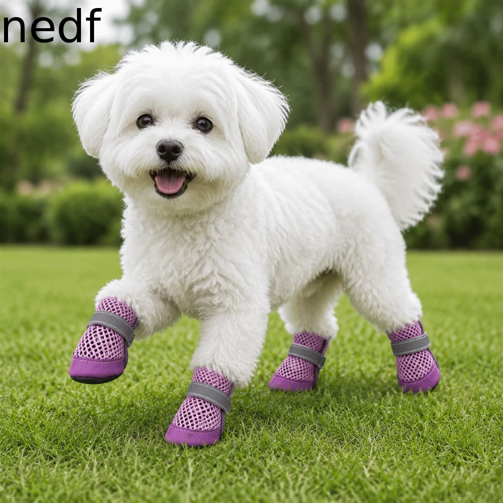NEDFS 4 Pçs/SET Sapatos De Malha Para Animais De Estimação , Tênis Antiderrapantes Resistentes Ao Desgaste Cães , Protet