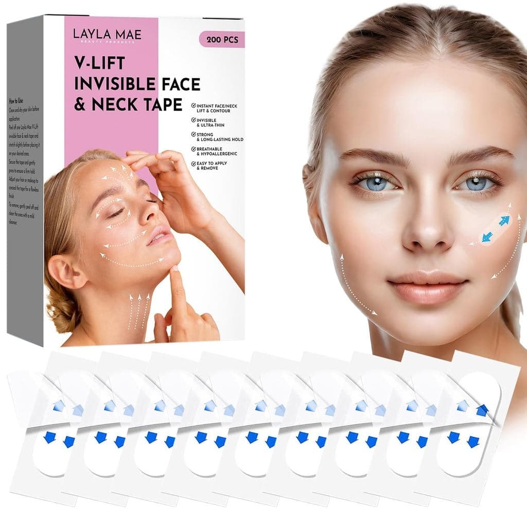 Fita Invisível para Lifting Facial Layla Mae - Patches para Lifting do Pescoço e Rosto em V para Firmar a Pele Solta e F