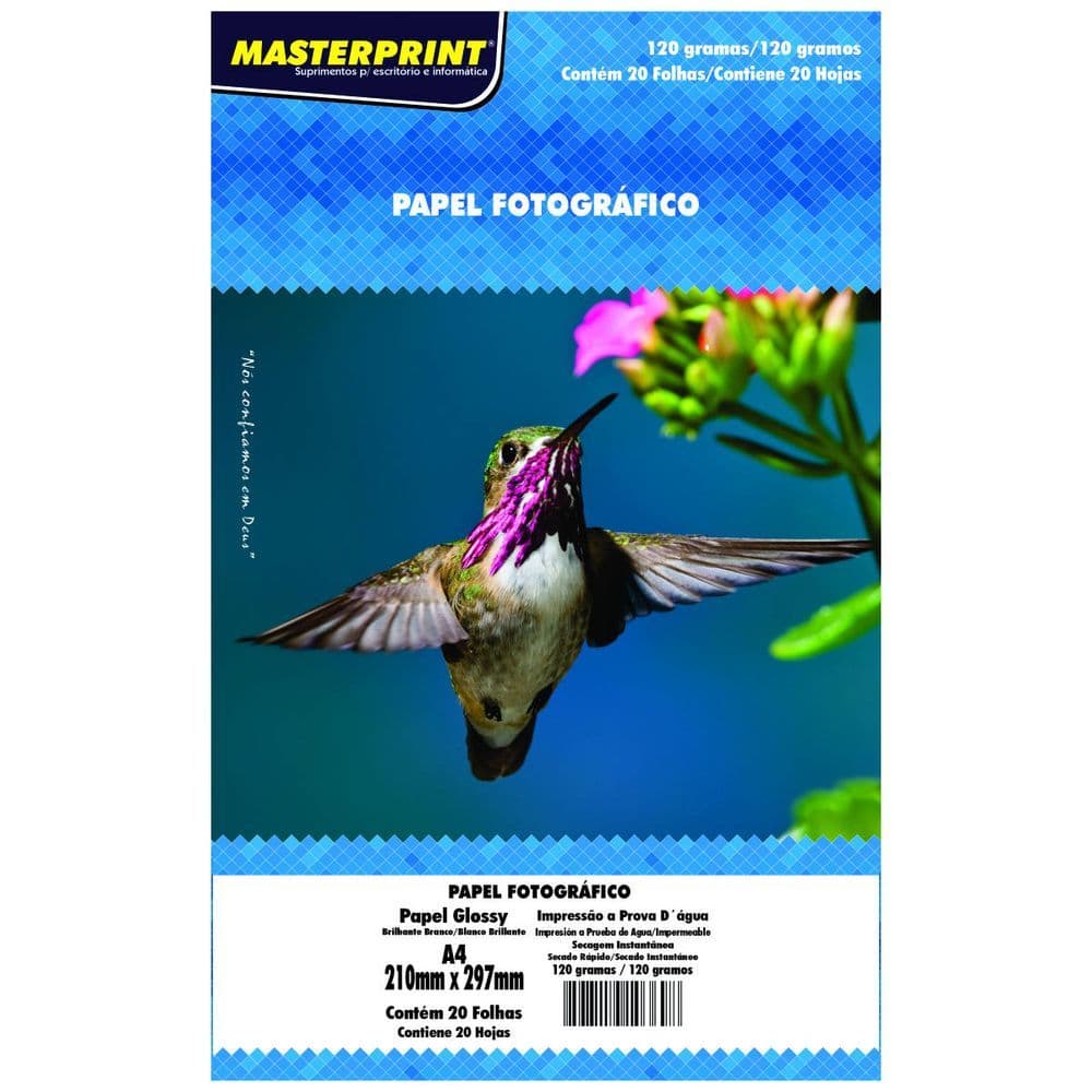PAPEL FOTOGRAFICO GLOSSY MASTERPRINT 120G A4 20 FOLHAS
