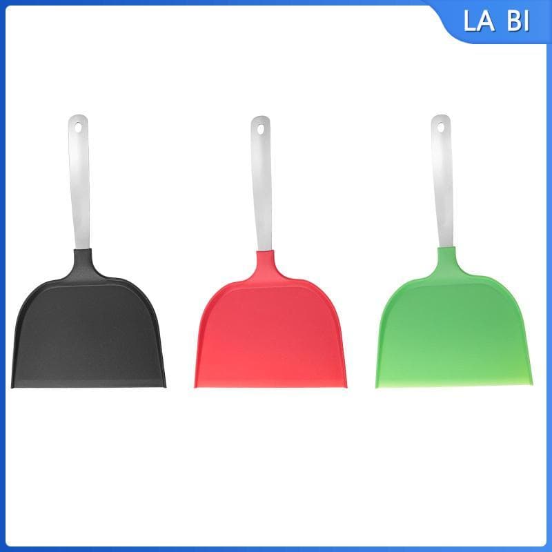 [Wishshopeehhh] Espátula De Panqueca De Nylon , Cabeça Larga , Antiaderente , Utensílio Giratório , Cabo Inoxidável Para