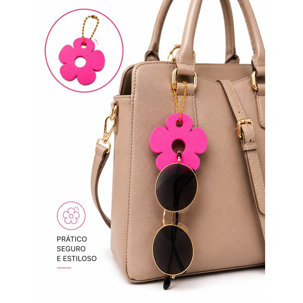 Chaveiro Porta Óculos para Bolsa Flor | Suporte para Pendurar Óculos | Acessório Feminino