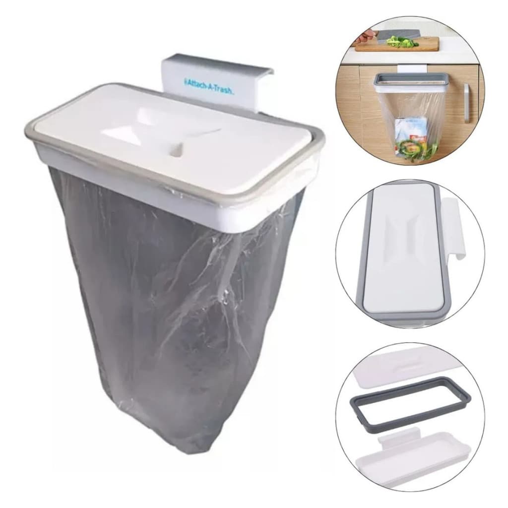 Suporte Saco De Lixo Lixeira Com Tampa Portatil Cozinha