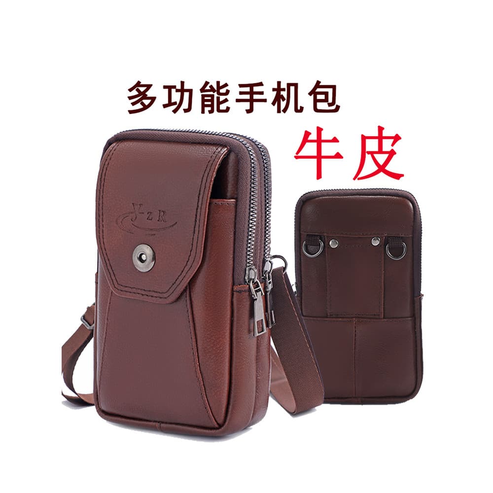 Novo estilo de couro masculino bolsa para celular bolsa de cintura couro genuíno cinto multifuncional bolsa Diagonal de