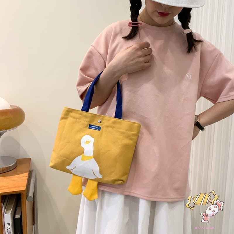 Bolsa Feminina De Lona Portátil-Linda De Ombro Quadrada Para Estudante