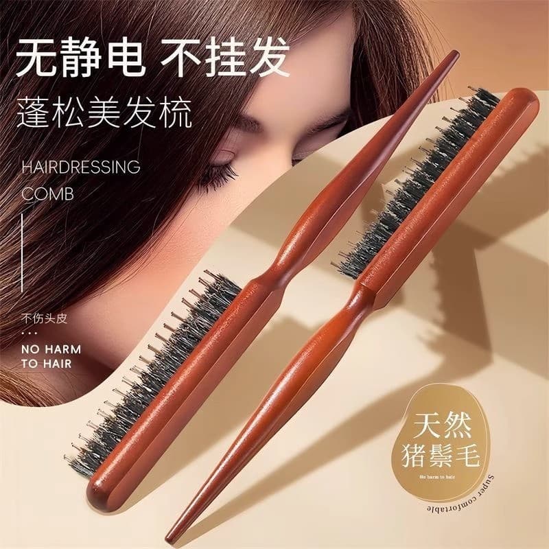 Pente de cerdas de três fileiras, cabo longo, pente de cabelo, maquiagem noturna, estilo de cabelo, pente de cabelo fofo
