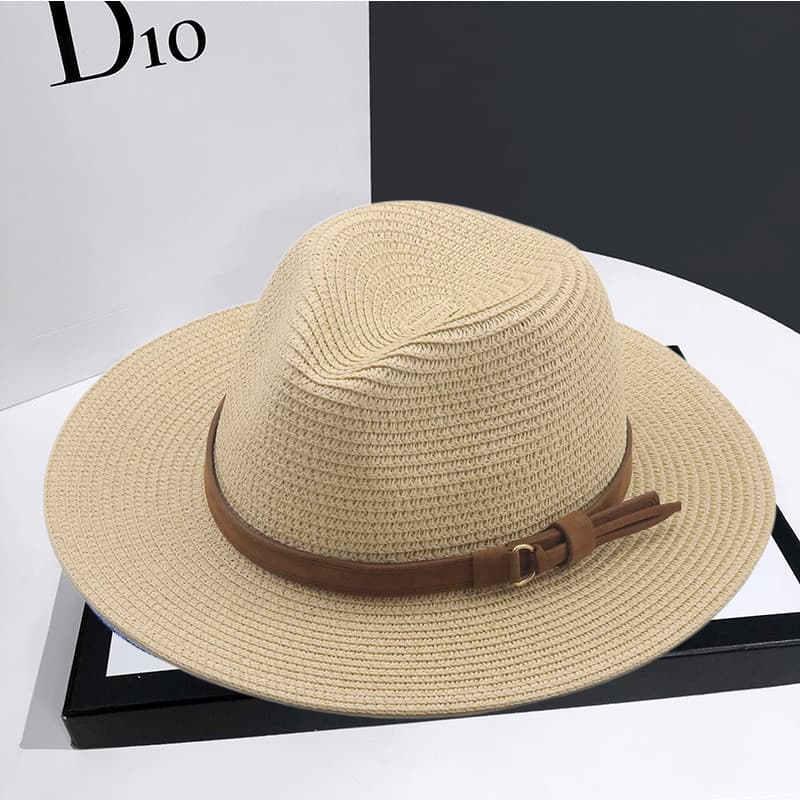 Chapéu de palha estilo jazz para homens e mulheres, chapéu de proteção solar para o verão, chapéu de praia retrô britâni