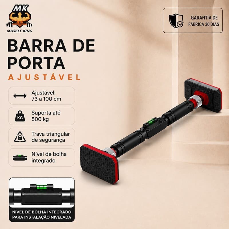 KEEP Barra de Flexão Ajustável para Porta 73-100cm Sem Furos, Portátil Treino Musculação Fitness em Casa Academia