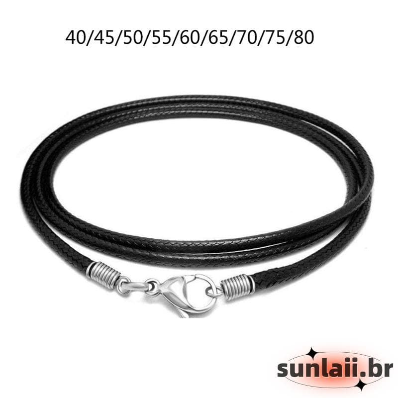SUNLAII Cordão Couro Preto 2 Mm Fecho Lagosta Para Colar Pingente Pulseira