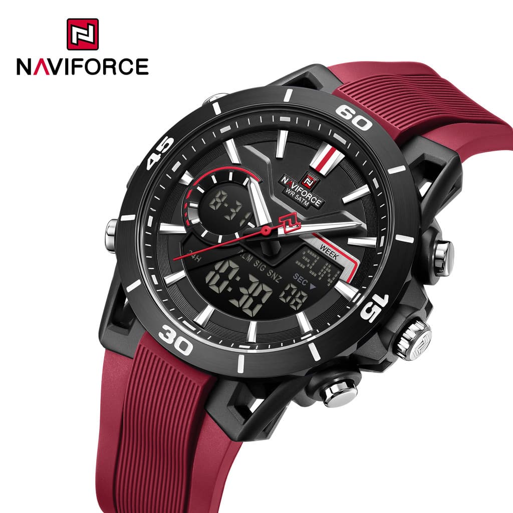 NAVIFORCE NF7135 Relógio Masculino Duplo TIme Fashion Esportivo Resistente À Água Despertador Cronógrafo De Contagem Reg