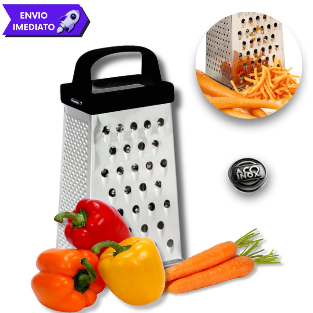 Ralador em Inox para Legumes Queijos Fatiador de Embutidos 4 Faces para Cozinha de Mesa Premium