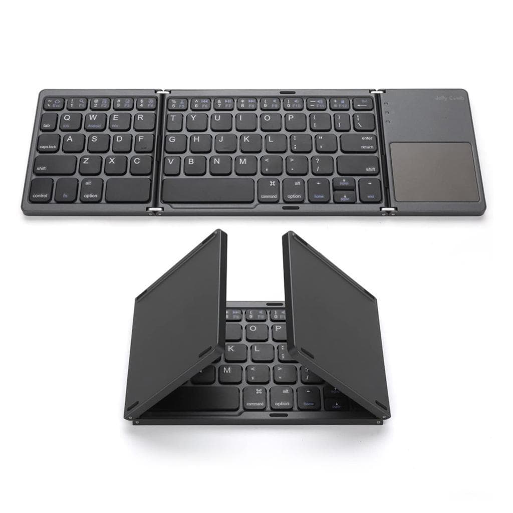 Nvstel-br Teclado Sem Fio BT Dobrável Tamanho de Bolso Mini Portátil com Touchpad para PC Tablet Preto
