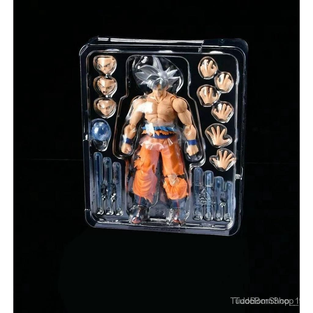 Figura Articulada SHF Goku Superior Instinct Cinza + Acessórios 15 cm Dragon Ball Z