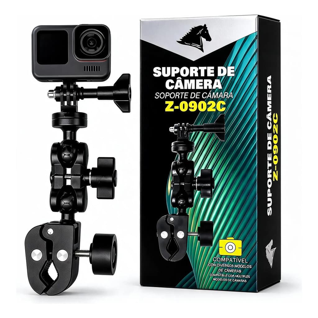 Suporte Câmera Moto Bicicleta Ação Gopro Guidão Moto Bike 360° Alumínio