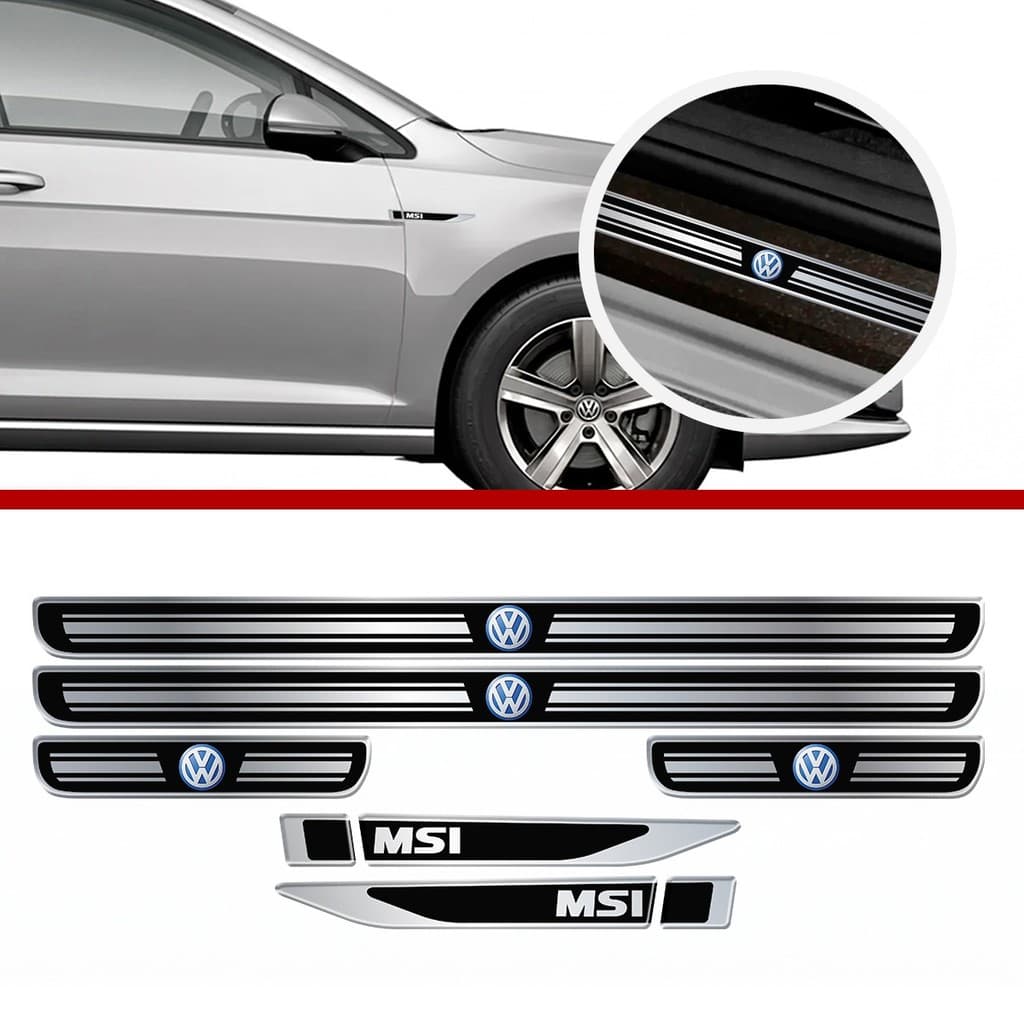 Kit Soleira Adesiva Volkswagen MSI com Logo para Carro 6un