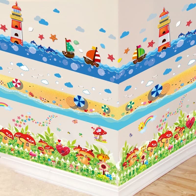 Rodapé auto-adesivo papel de parede quarto das crianças jardim de infância decoração classe Layout adesivos de parede