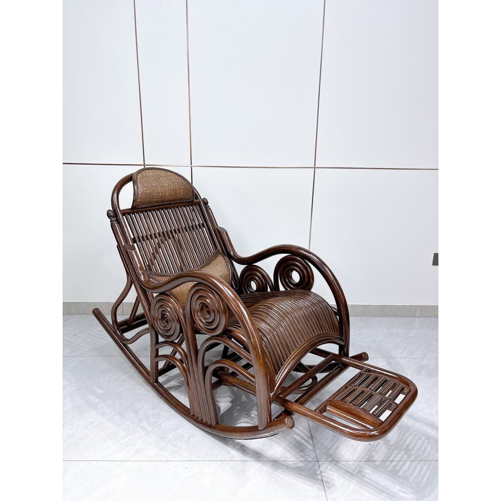 Indonésia Real Rattan Cadeira de balanço Cadeira de lazer Casa Pátio Varanda Cadeira de cochilo para idosos Cadeira Tais