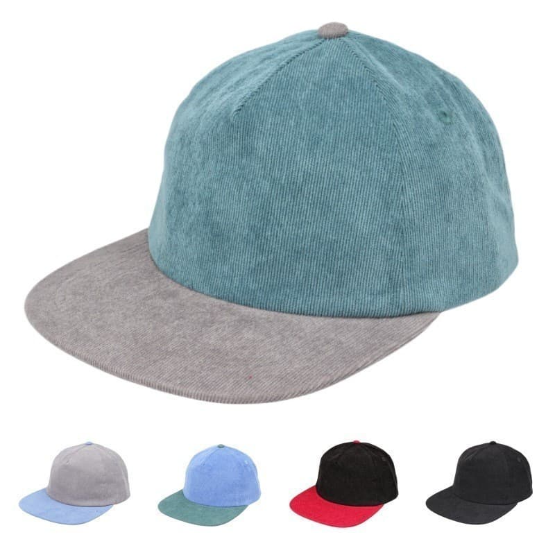 Boné de Beisebol Masculino de Outono e Inverno em Corduroy com Painel Claro em Cores Contrastantes, Boné Hip-hop Retro V