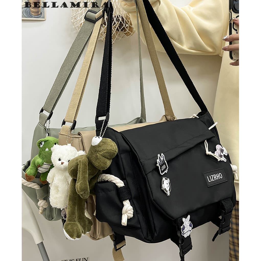 Bolsa De Mensageiro Estilo Japonês Grande Capacidade Saco Casual Lona Para Unissex E Estudantes