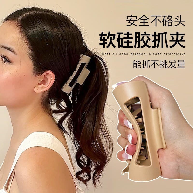 Presilha de Cabelo de Silicone Macio para Moda Feminina Sênior 2026, Novo Modelo Tubarão, Presilha de Cabelo com Disco d