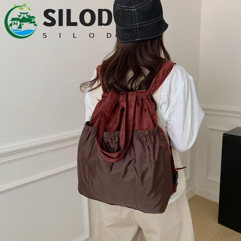 Mochila Dobrável SILODO , Bolsa De Cordão De Viagem Colorida De Retalhos De Grande Capacidade Compras Reutilizável