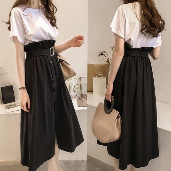 Comércio exterior 2022 primavera verão vestido fino-ajuste Plus Size feminino europeu americano cor sólida de duas peças