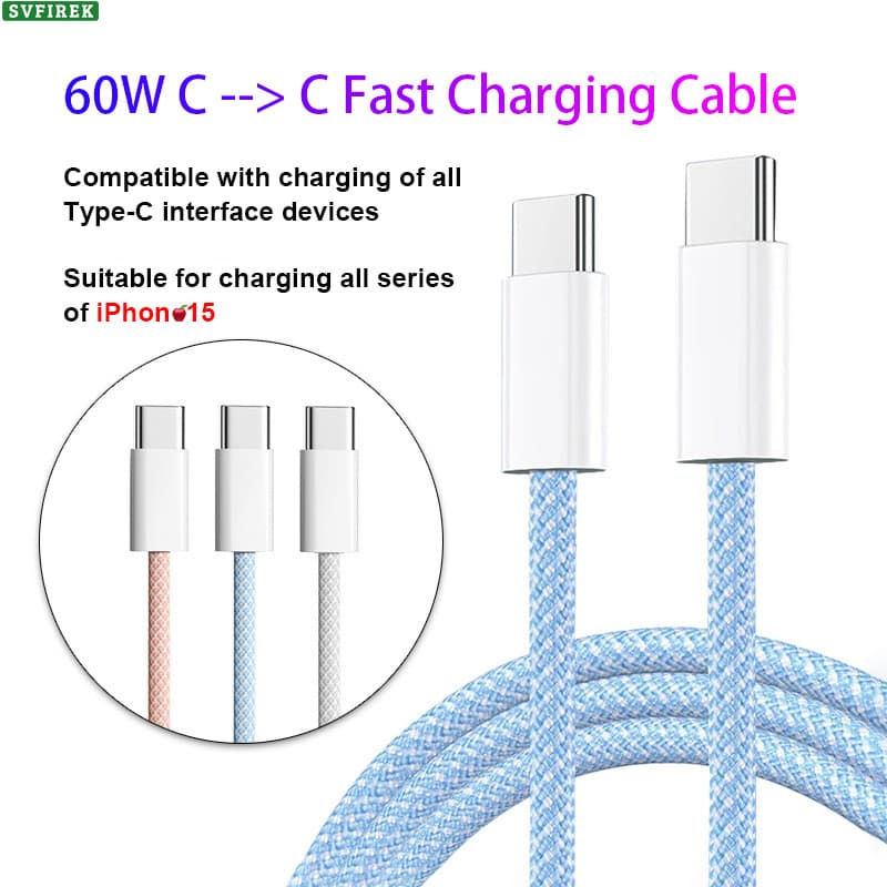 Cabo De Carregamento Rápido De 60 W Dados PD USB C Linha Type Fio De Carga Rápida Compatível Com Carregador De 45 30 20