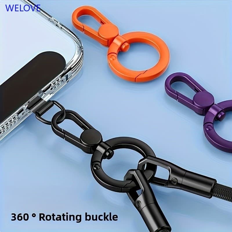 < WL > Remendo De Clipe De Cordão De Telefone Em Aço Inoxidável 360 ° Capa Anti-Perda Rotativa Pendurada Corda Snap Dest