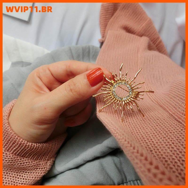 WVIP Esmalte Sol Broche Pin Mulheres Strass Cristal Cachecol Casaco Capina Jóias BR