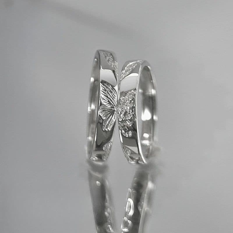 Borboleta amor flor casal anel novo estilo nicho Design luz luxo High-End sentimento livre romântico casal anel