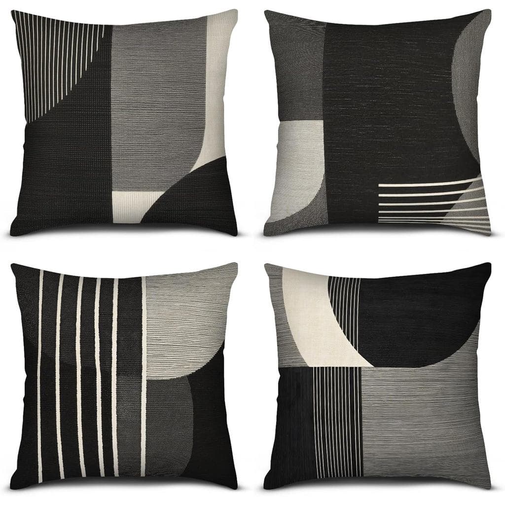 Conjunto de 4 Capas de Almofada 18x18, Capas de Almofada Decorativas Abstratas Modernas, Capas de Almofada Geométricas e