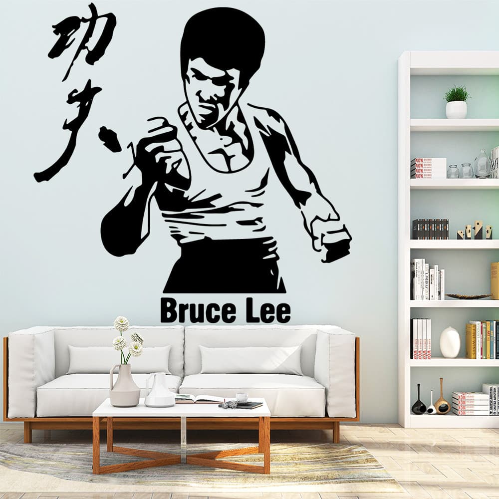 Bruce Lee Personagem Adesivos de Parede Kung Fu Adesivos de Carro Sofá Parede Quarto Galeria de Artes Marciais Dormitóri