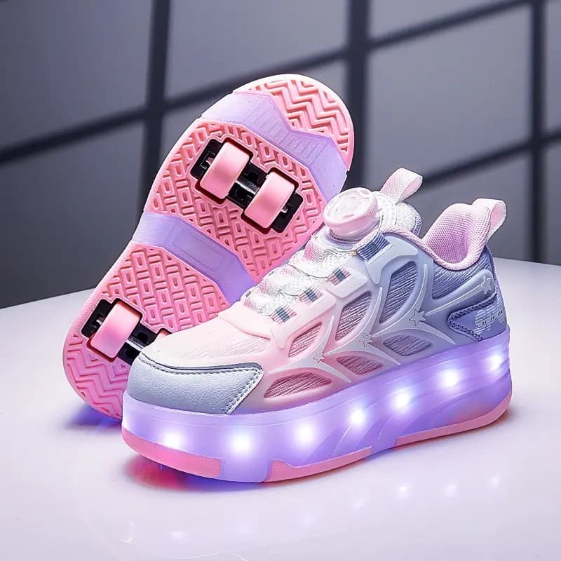 Patins Ajustáveis para Crianças, Homens e Mulheres, Patins de 2 e 4 Rodas em Dupla Fileira, com Rodas LED Brilhantes, Ca
