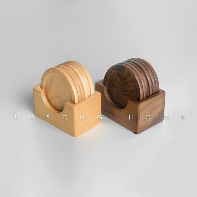 Almofada de isolamento para chá de nogueira preta, conjunto criativo de porta-copos de café, suporte para copo de água,