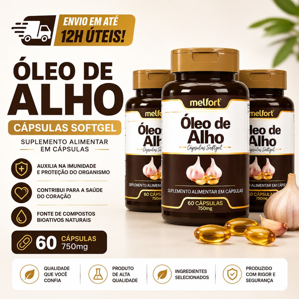 Óleo De Alho 750mg Em Cápsulas Suplemento Concentrado Natural