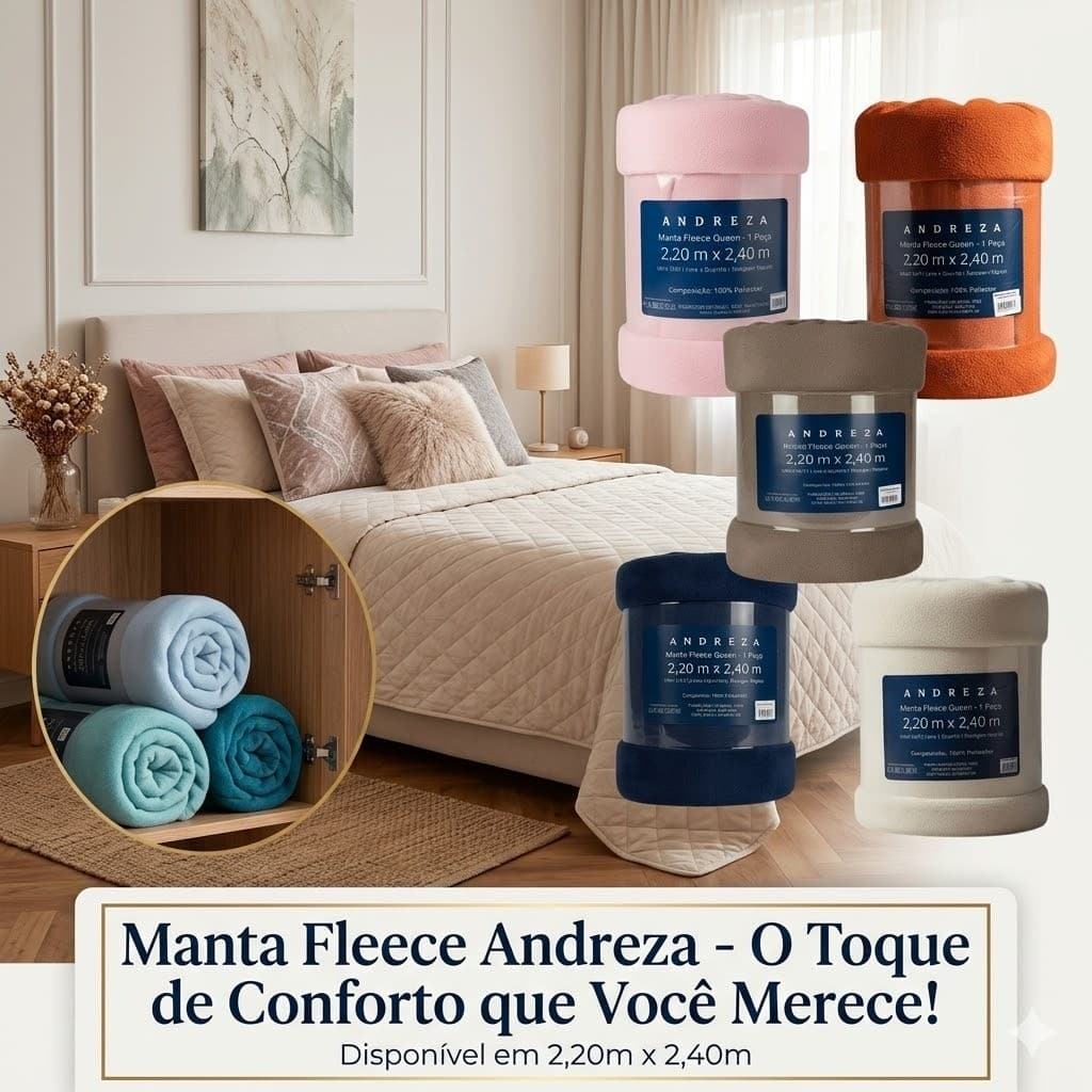 Cobertor Manta Fleece Soft Microfibra Hipoalergenica Super Macia Andreza Enxovais