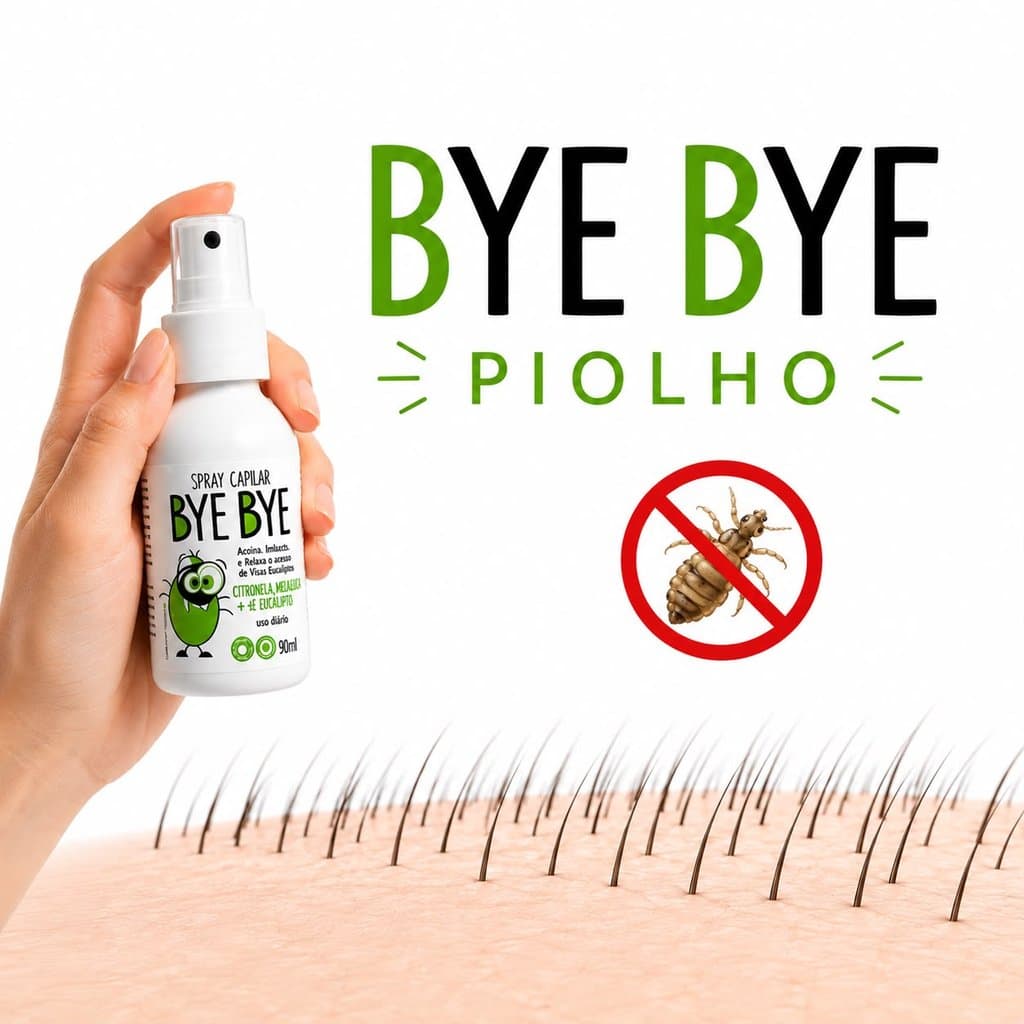 Bye Bye Piolho 90ml Kit Completo com Pente Fino Contra Piolhos Lêndeas e Ovos