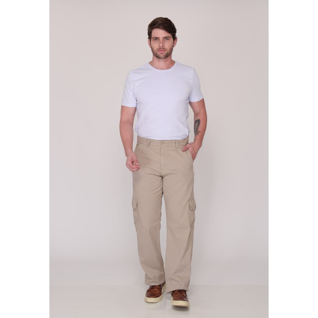Calça Masculina Cargo Elegance Bege Escuro