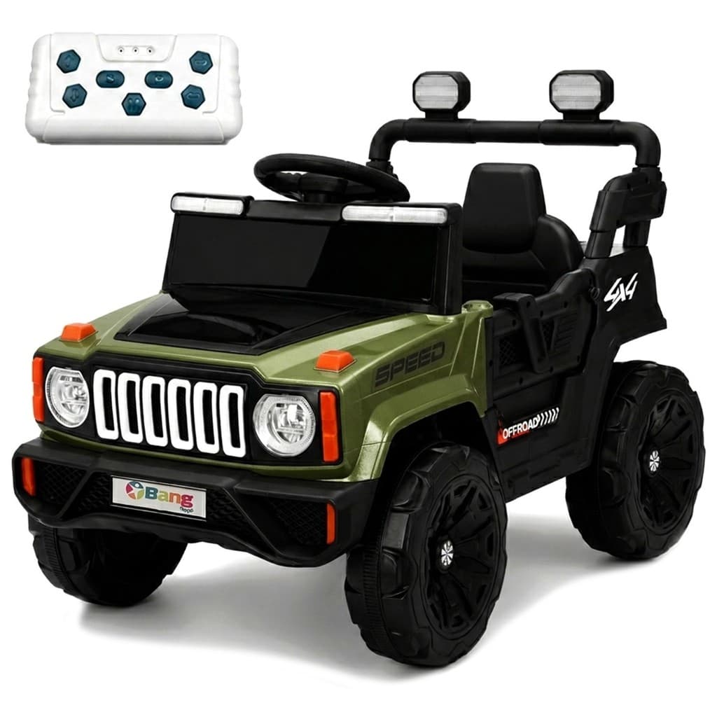 Carro Jipe Mud Force Elétrico 12V Verde Off Road Infantil 4 Motores Controle Remoto 4x4 - Bang Toys