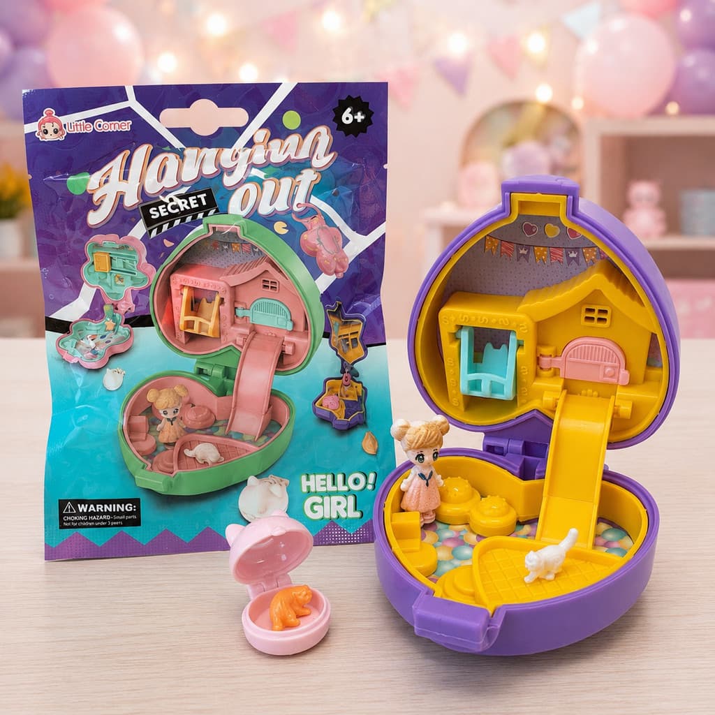 Mini Casinha Surpresa com Boneca e Pet Colecionável