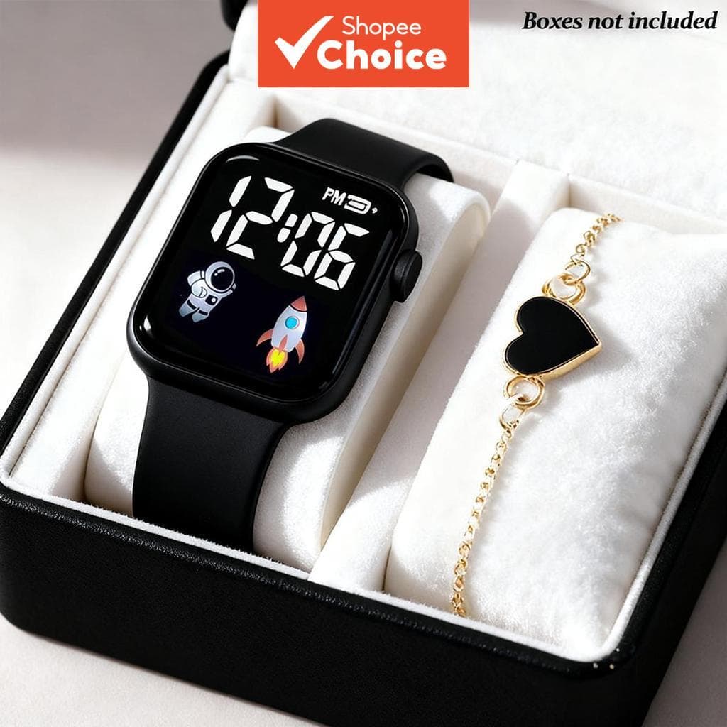 Conjunto De Relógio Digital Infantil Unissex Love Heart Band De Uso Diário Para Bebê Menino E Menina
