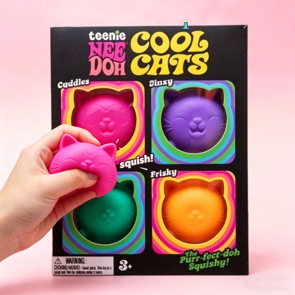 Schylling NEEDOH Cool Cat Toys Soft Slow Rise Stress Relief Bola Sensorial Para Adultos E Crianças Anti -