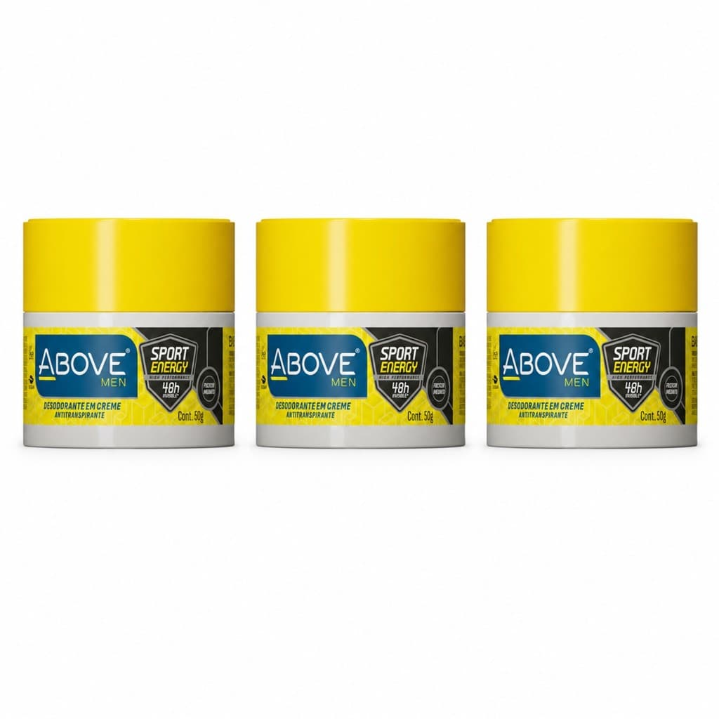 Kit 3 Desodorantes 50ml Creme Masculino Above Sport 48h