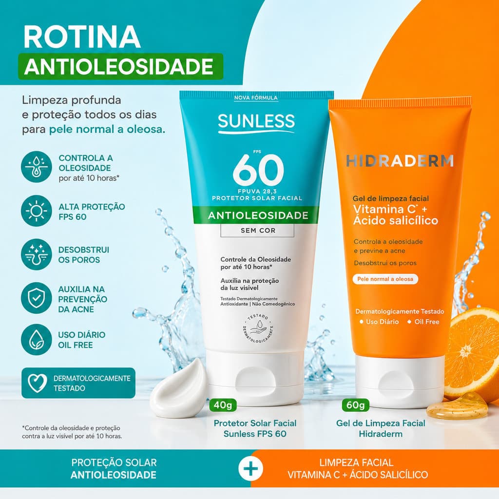 Kit Facial com Protetor Solar Sunless + Hidraderm Vitamina C
