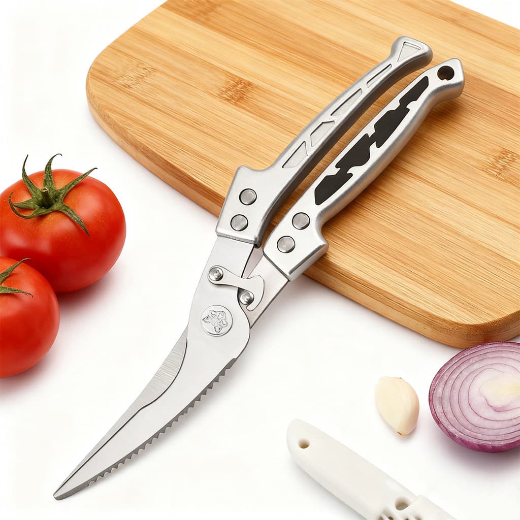 Nova tesoura de cozinha automática de aço inoxidável com retorno automático, ferramenta para remoção de ossos, tesoura m